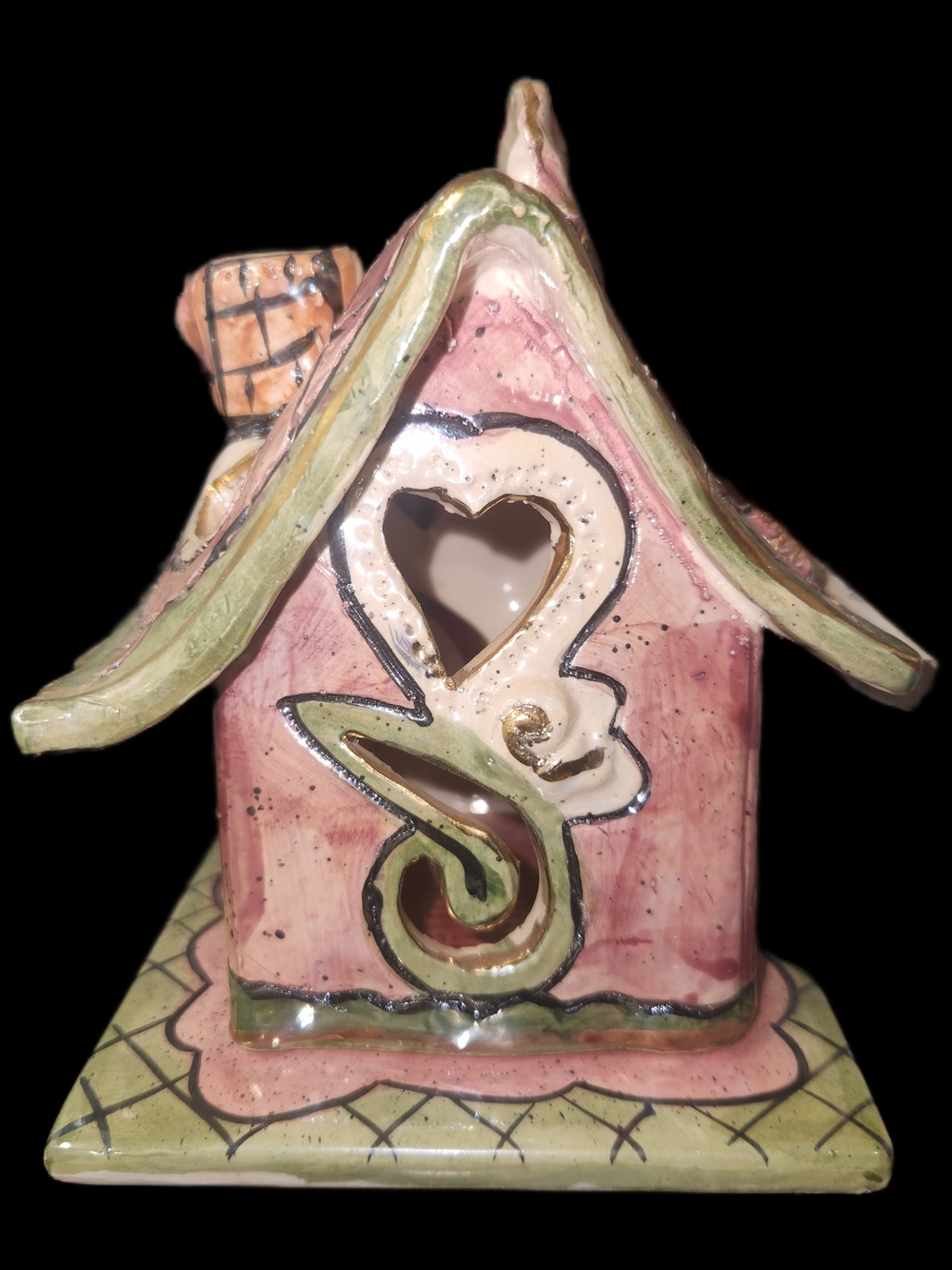 Heather Goldminc Blue Sky Clayworks LOVE House Cottage Tea Lite Baseplate IOB